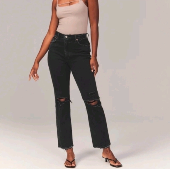 abercrombie and fitch curve love the ankle straight ultra high rise jeans sz 6s - Picture 1 of 9